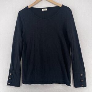 THREE BIRD NEST Top M Scoop Neck Long Sleeve Soft Jersey Cotton Black